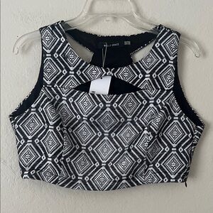 NWT Wells Grace Geometric Tribal Print Cut-Out Tank Crop in Size L